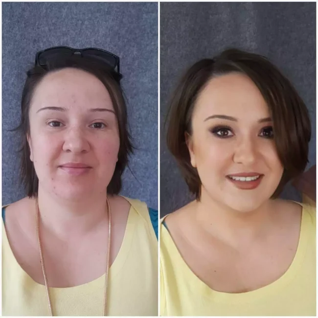 klientka przed i po zrobieniu makijażu - wykonanie Joanna Skuza Maris Instytut Urody