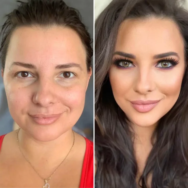 Joanna Skuza przed i pozrobieniu makijażu