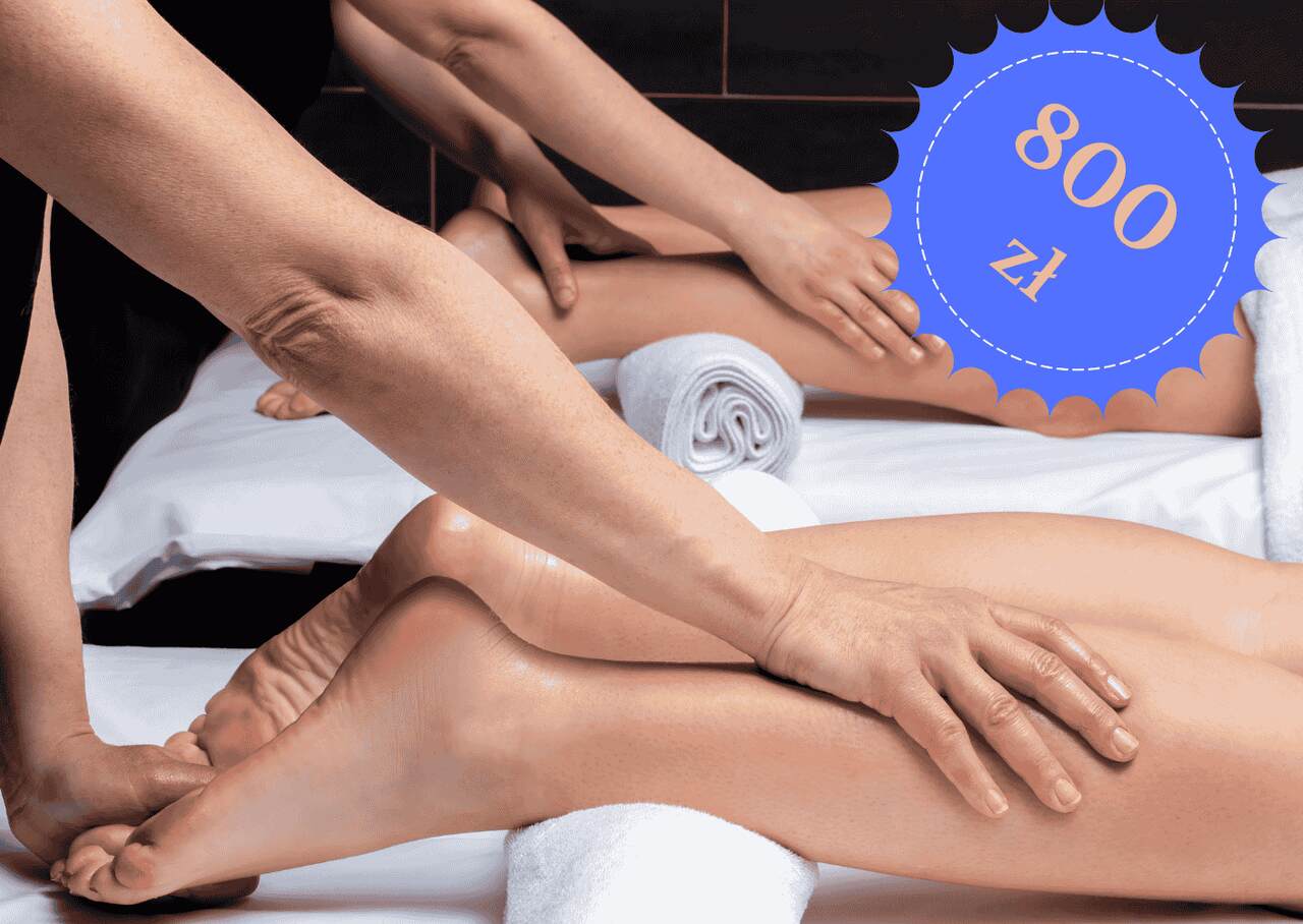 oferta specjalna - 2x rytuał na ciało. widzimy masażystki masujące nogi dwojgu klientom w Gdyni w salonie MARIS