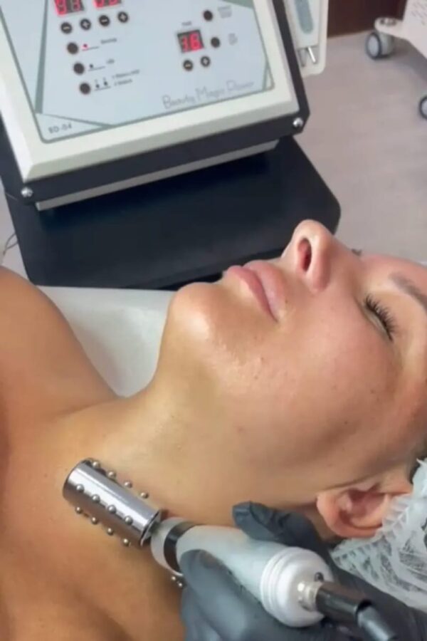 scissors during neck treatment