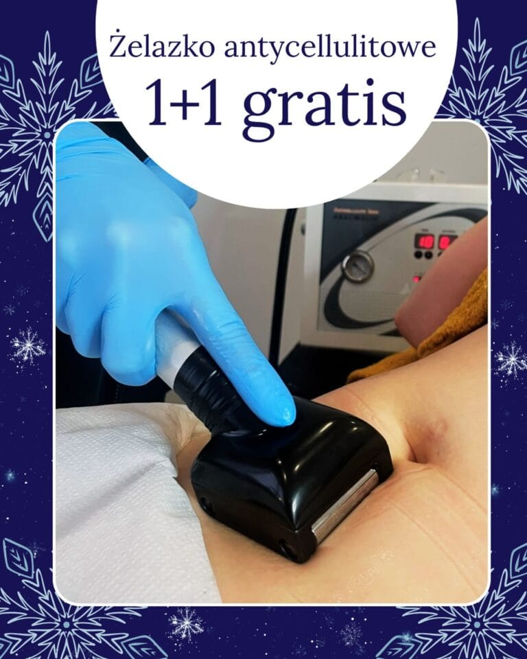 plakat promujący żelazko antycellulitowe - promocja i gratis na styczeń