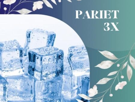 promocja pakietu na 3 zabiegi krioshock - na zdjęciu kostki lodu - efekt zimna